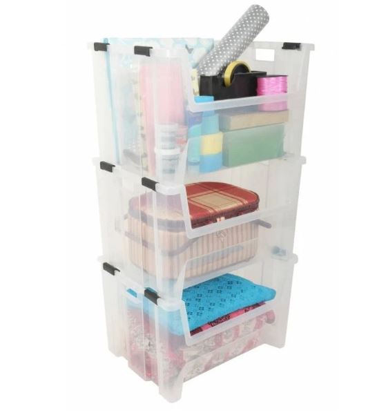 Taurus Pack n Stack Organiser – 50L (Clear)
