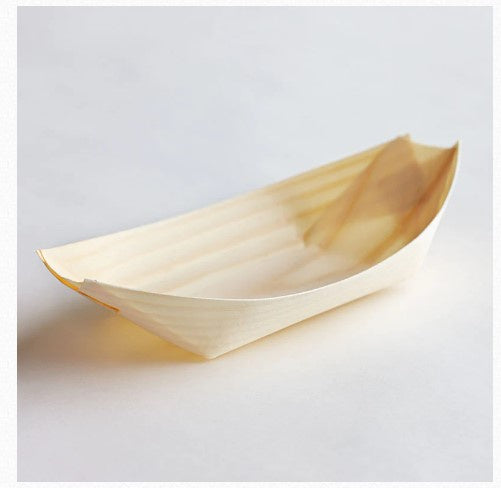 Natural Boat Shape Dish Large 17.5cm 10Pcs