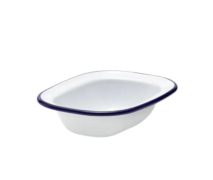 Falcon Enamel Pie Dish 28 x21cm White/Blue Rim