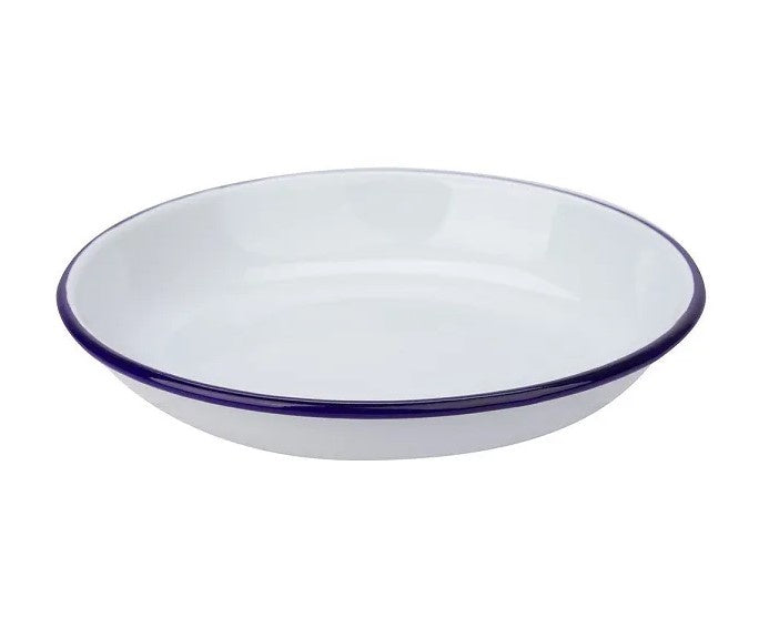 Falcon Enamel Shallow Plate 24cm White W Blue Rim