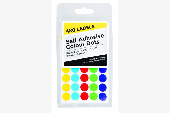 Adhesive Colour Dots 480Pk