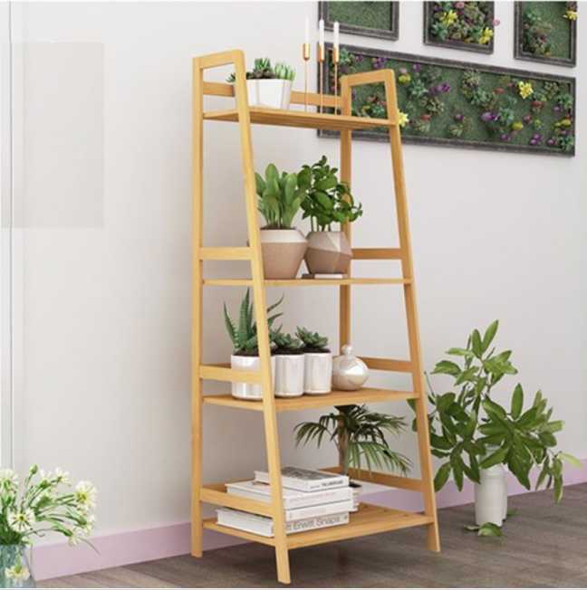 4-Tier Bamboo Rack/ Ladder Shelf