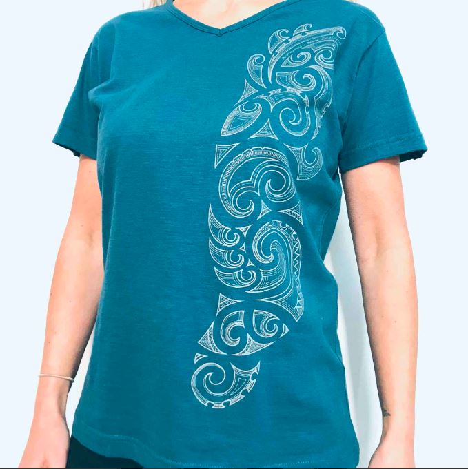 Womens T - Blue - Kowhaiwhai