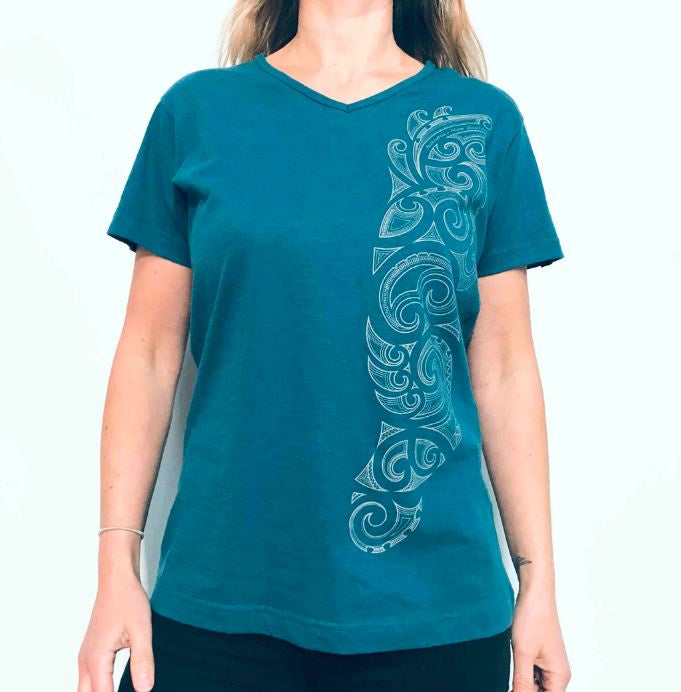 Womens T - Blue - Kowhaiwhai