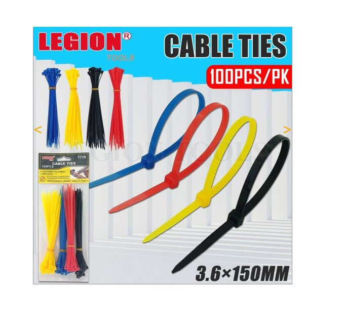 Cable Tie 3.6x150mm Coloured 100Pcs/Pk