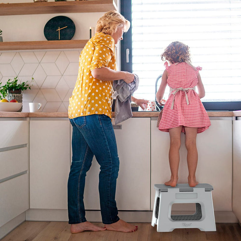 Vigar Compact Grey Foldable Stool, 23cm (150kg)