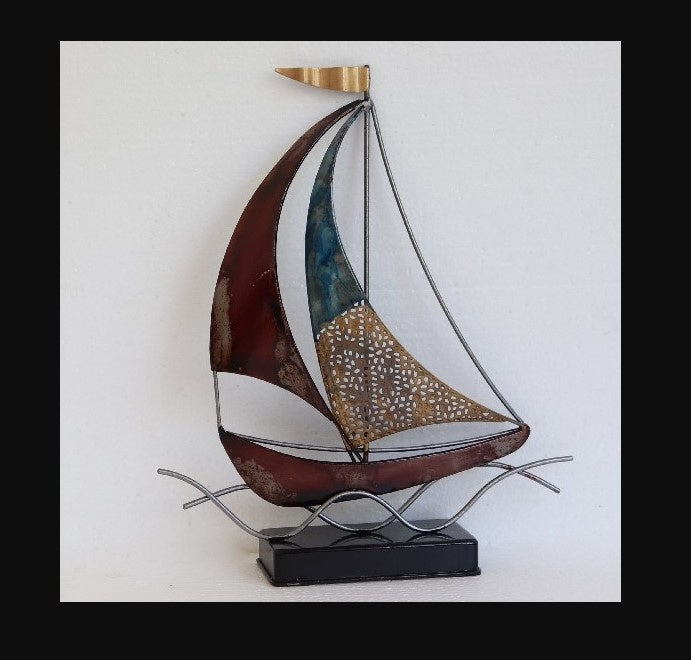 Twin Sail Yacht 31 x 36 on Wooden Base