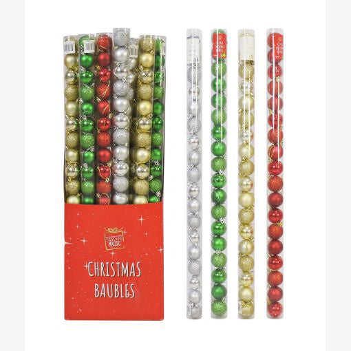 Baubles Tube 18pc x 40mm Assrtd Colours