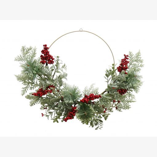 Wire Half Wreath Berries 45cm