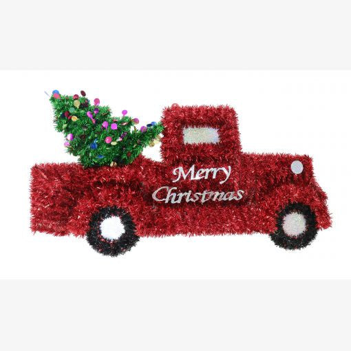 Tinsel Pick Up Truck Plaque 62x33cm