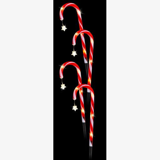 Solar Candy Cane W Stars 4pc
