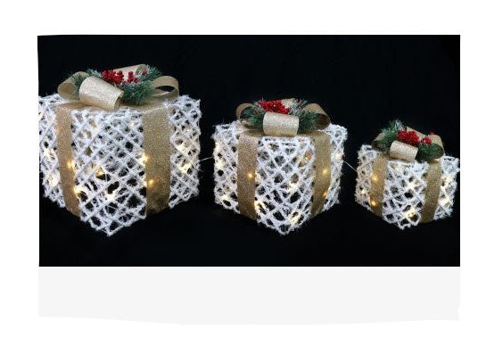 LED Tinsel Presents 3 Pc Pine Berry Topper