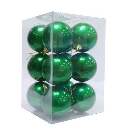 Baubles 70mm 12 Pk UV Stable Green