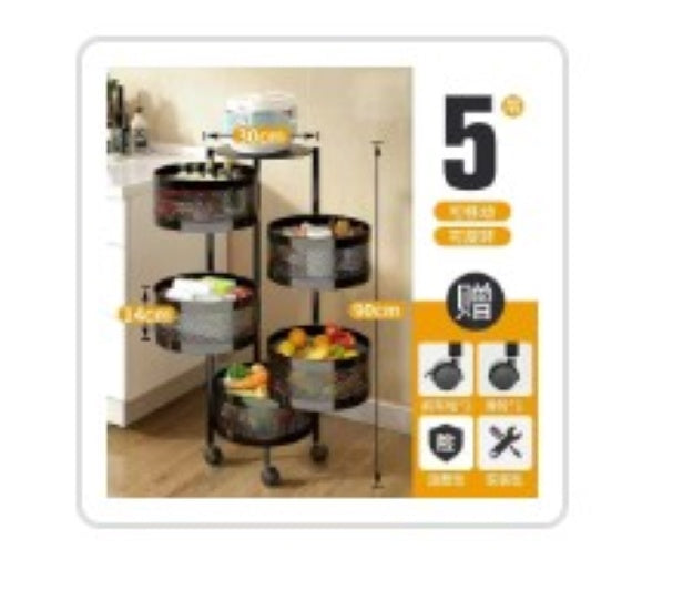 5 Layer Round Rotating Kitchen Shelf