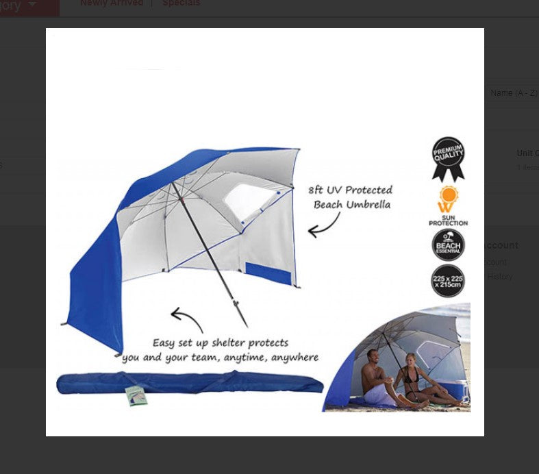 8Ft UV Protected Beach Umbrella