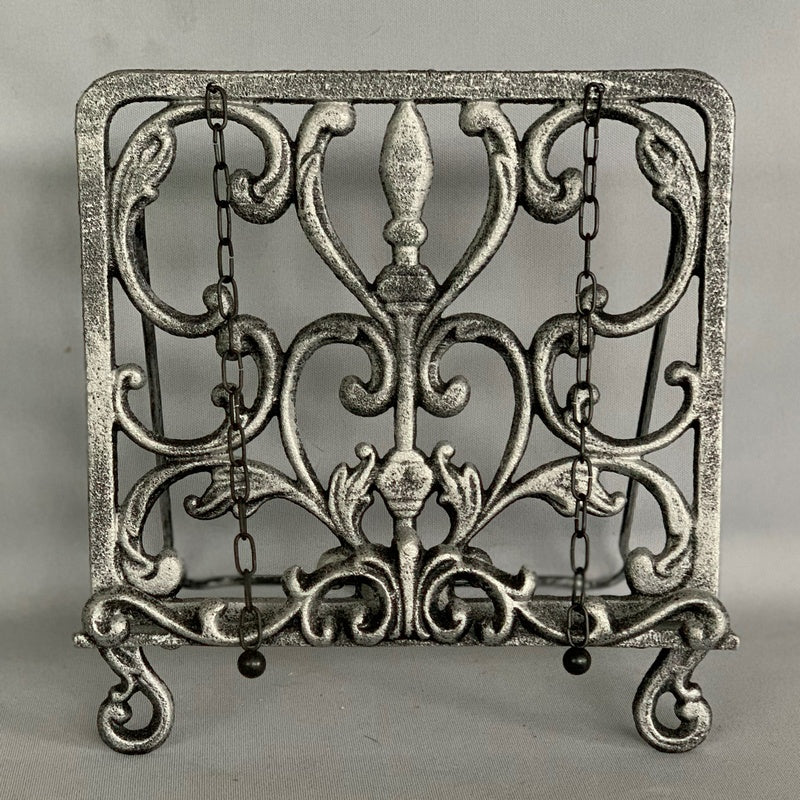 30cmsq Silver Recipe Book Holder Cast Iron