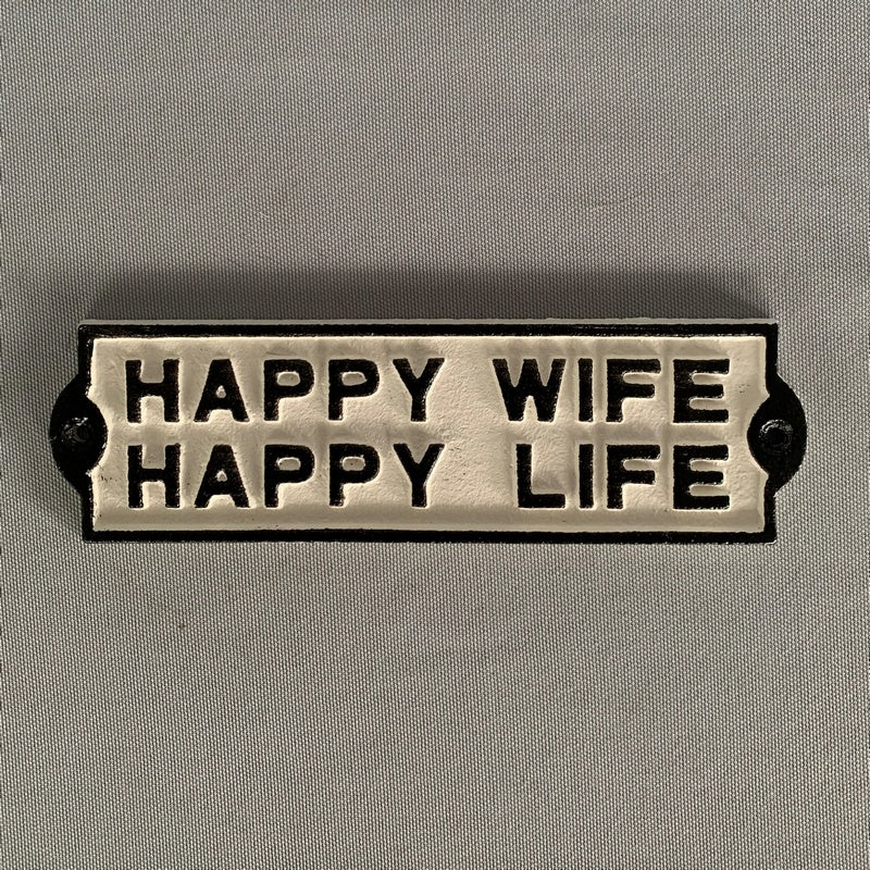 20x6cm Happy Wife Happy Life Plaque