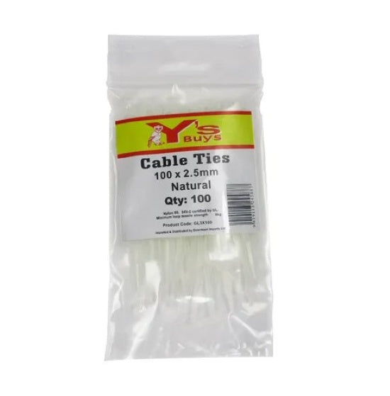 Cable Ties, 100pk, 100 x 2.5mm