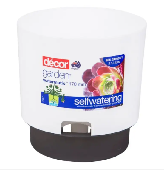 Décor Watermatic Self-Watering Plant Pot – 170mm (White)