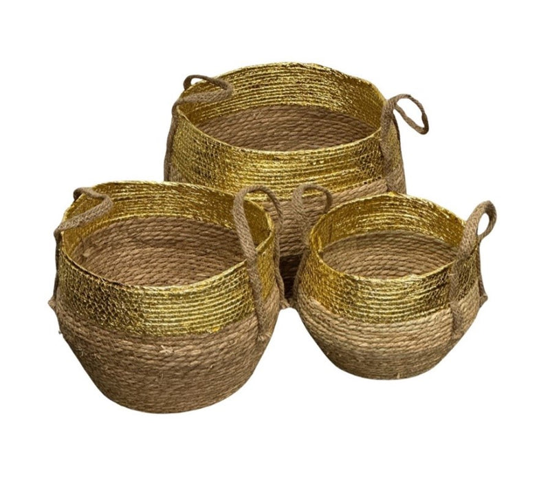 Seagrass Planter Baskets - Gold Single