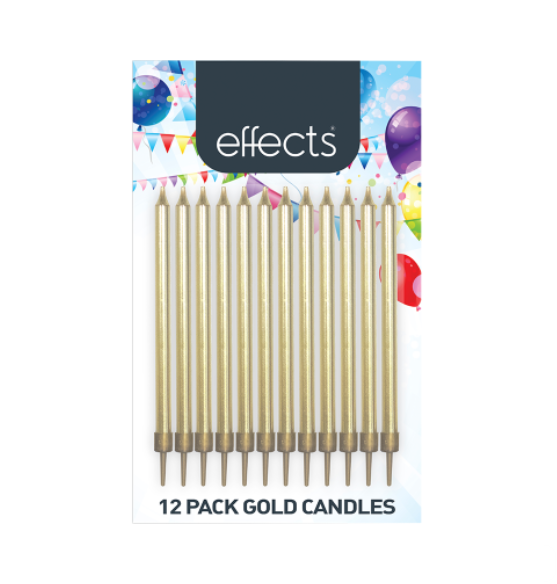 Candle Gold 10cm 12pk