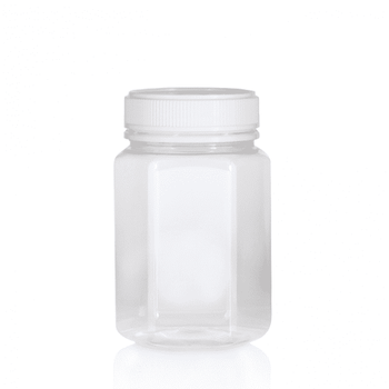 Hex Jar PET (Clear) 400ml/500g W Lid