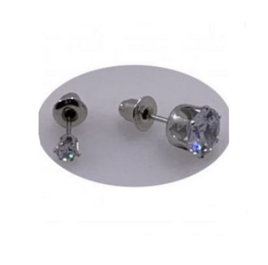 Earring-Cubic Zirconia Round Diamond Size 3