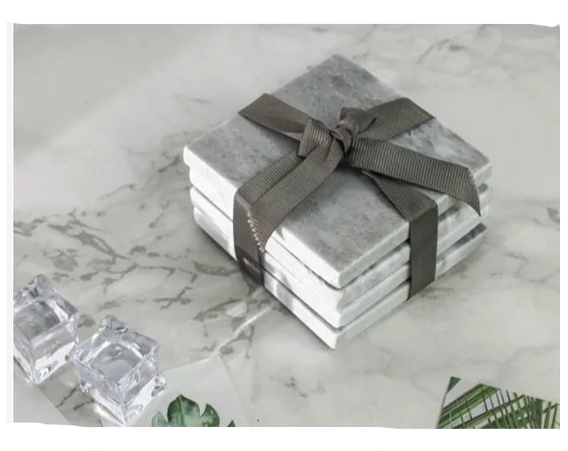 Square Marble Coasters set of 4 Grey