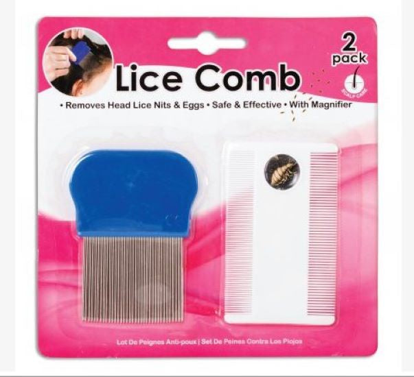 Lice Comb Metal & Plastic 2pc