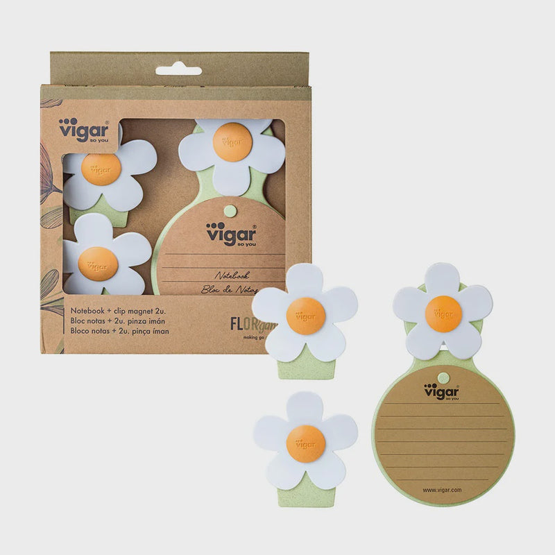 Florganic Notebook with Suction + Magnet Clip 2pc Set
