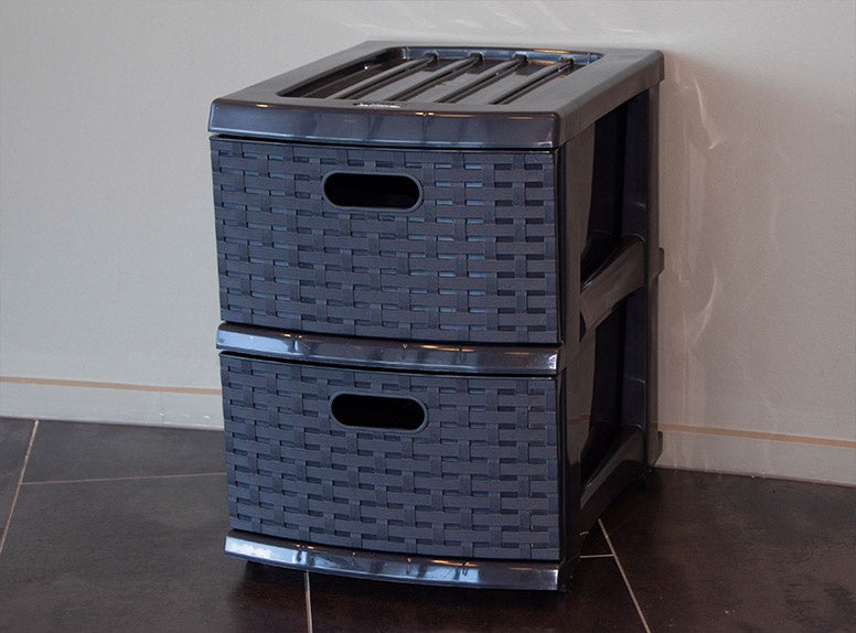 Taurus A3 Weave Storage Tower 2 Drawer – Charcoal