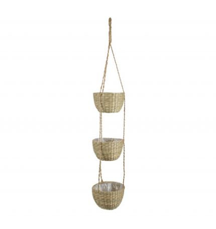 Zain 3 Tier Hanging Seagrass Basket 85 X 14cm