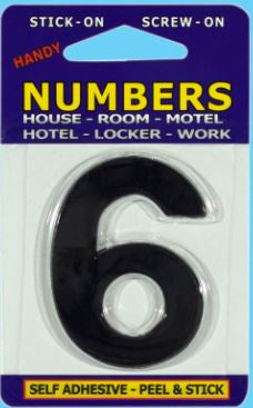 Handy House Number Black Number - 6 - No Base - Number Outline Only
