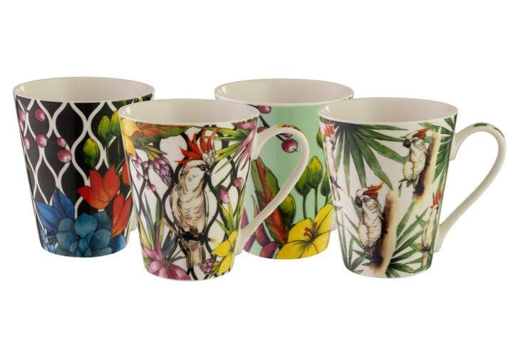 Bundanoon Conical Mug 414ml Cockatoo Set Of 4