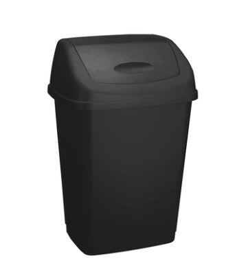 40l Rectangular Bin With Swing Lid - BLACK
