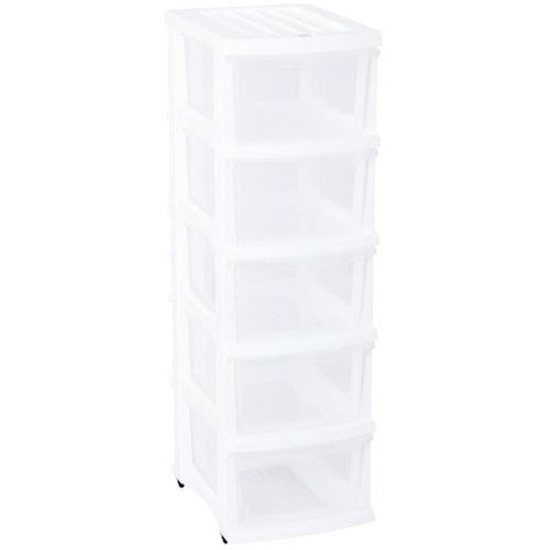 Taurus A3 Storage Tower with 5 Drawers – White