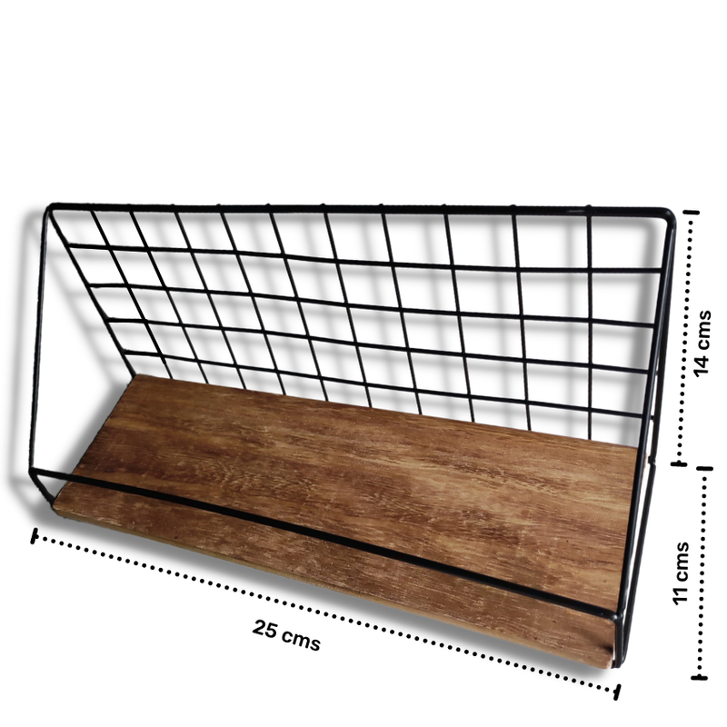 Wood Shelf with Metal Back - Black