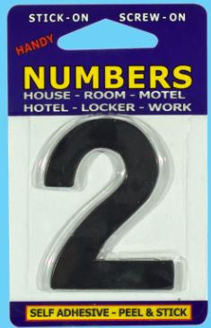 Handy House Number Black Number - 2 - No Base - Number Outline Only