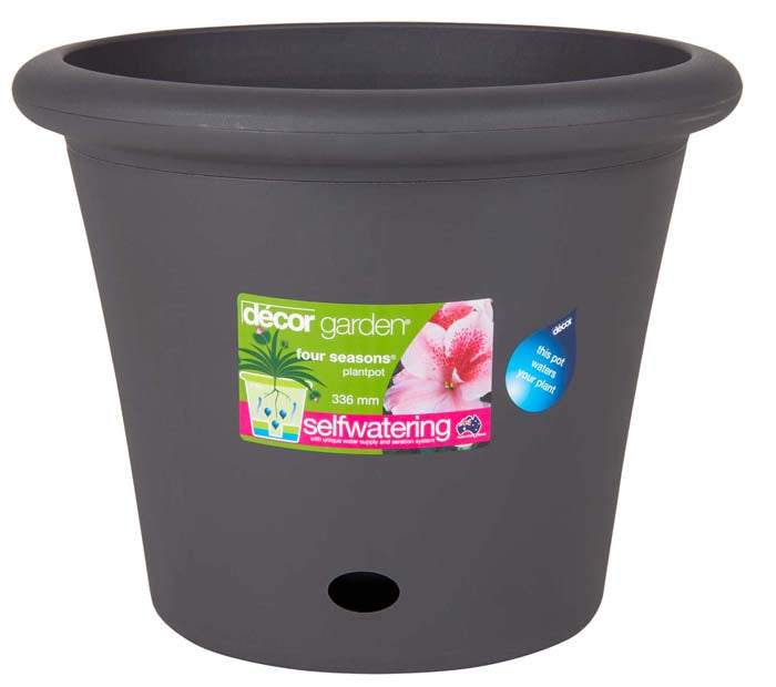 Décor® Four Seasons™ Self-Watering Plant Pot – 336mm (Pewter)