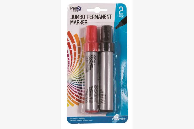 Permanent Jumbo Markers Black + Mixed 2Pk