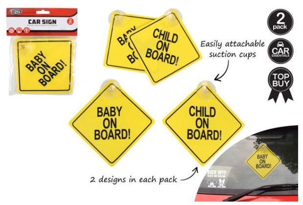 Sign Baby On Board 2pce W/Suc Cups