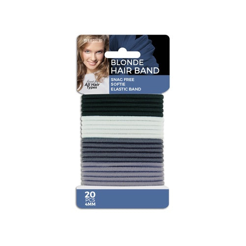 Elastic Hair Bands, Snag Free, 3mm Blonde, Packet of 20