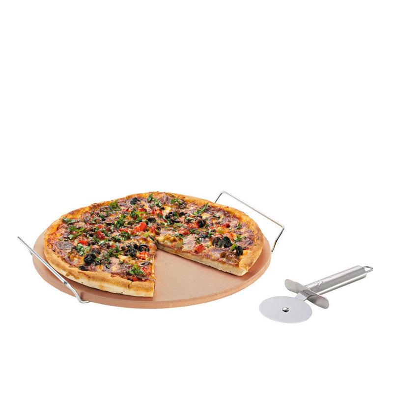 Avanti Pizza Stone Set with Rack and Pizza Cutter 33cm