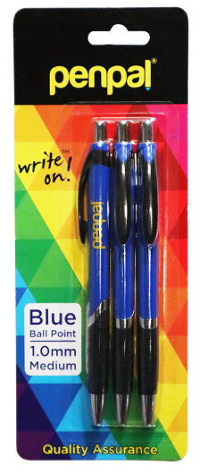 Penpal Blue Ball Point Pens 3 pk