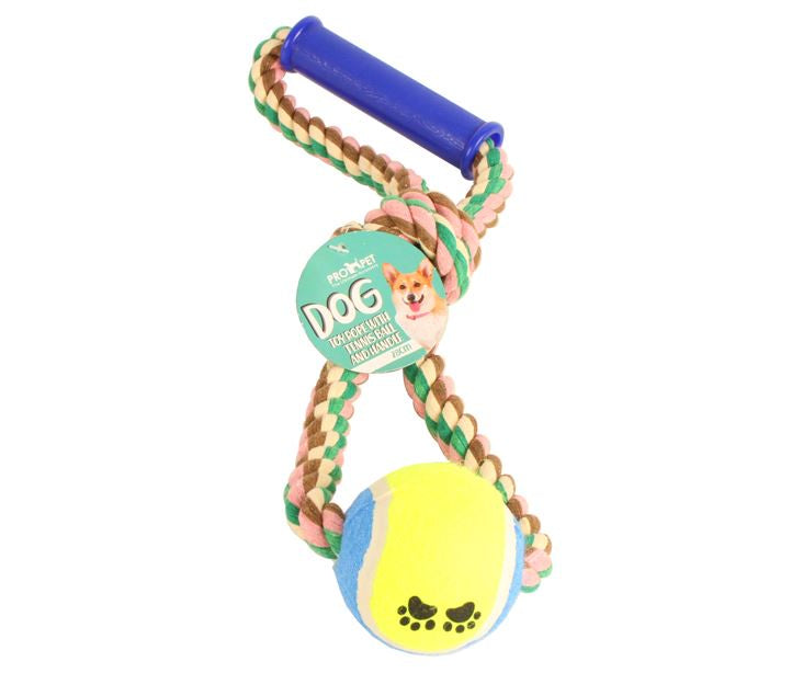 Dog Rope With Tennis Ball and Handle