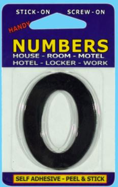 Handy House Number Black Number - 0 - No Base - Number Outline Only