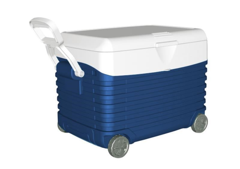 Cooler Box, With Wheels, 40L, Blue