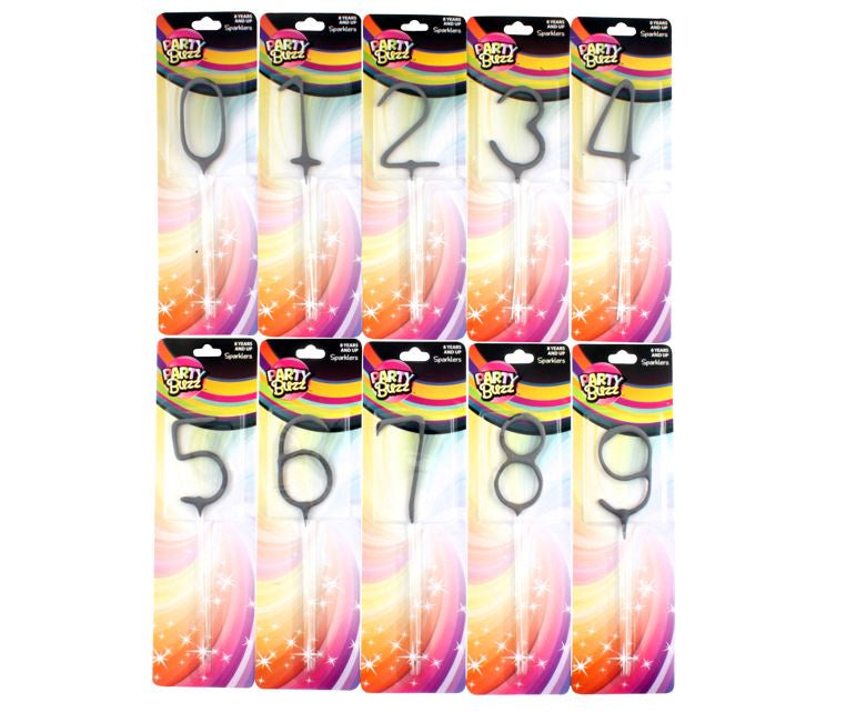 Sparklers Cake Candle Numeral 0-9 - Single