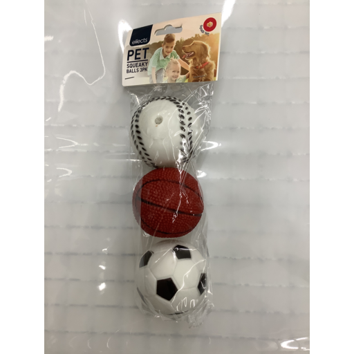 Pet Toy - Squeaky Balls 3pk