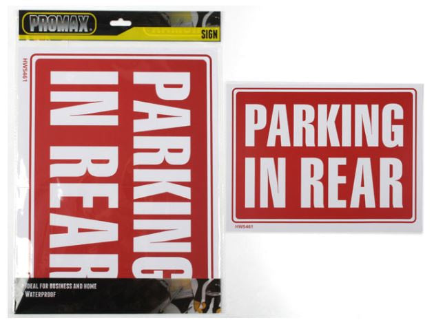 Sign - Parking In Rear